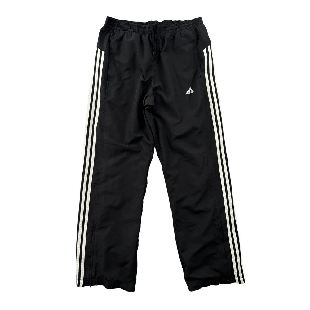 Adidas Clima365 Track Pants Mens M Black White 3-Stripe Windbreaker Athletic Y2K